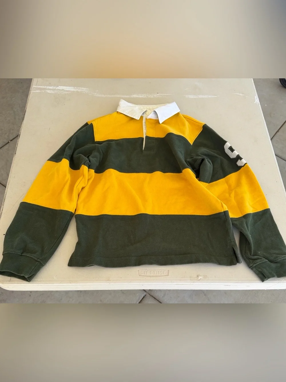 Gymboree Yellow & Dark Green Striped Rugby Polo
